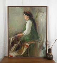Oil Painting, Ukrainian Woman in Traditional Attire, Female portrait, Yanavichus
