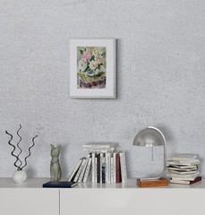 Original Watercolor White Roses Painting Flowers Still Life Wall Art Decor