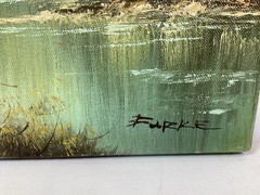 Original landscape oil painting Forest Mountain River Scene by Furke 16×20