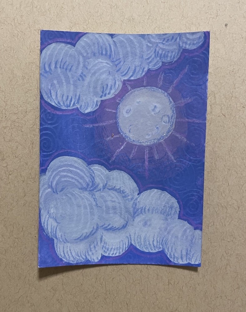 ACEO 3.5 x 2.5 in. moon & clouds sky painting dreamy celestial sky painting