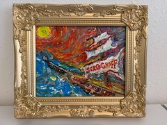 Serg Graff Original “Needleton” Acrylic Ship Painting | Gold Frame | Nautical