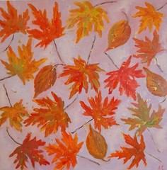 maple leaves original oil painting, autumn leaves painting, leaves wall art