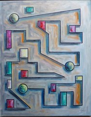 UPSIDE DOWN SIDEWAYS 16×20 abstract canvas collectible painting original CROWELL