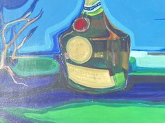 Large Oil Painting Mendelson 1970 Liquor Mountain Surrealist Framed 48/36 Inches