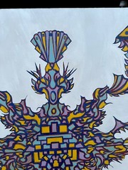 Vtg 1979 Signed Funky Psychedelic Bold Painting Acrylic on Board 22″x28″ 70’s