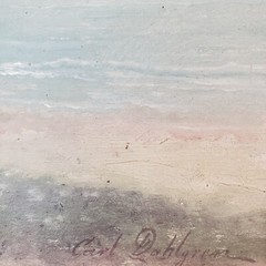 Antique Framed Carl Dahlgren Oil Painting – Shoreline Store Hedinge No.44 READ
