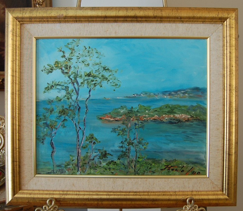 FRAMED SIGNED ORIGINAL OIL VIEW OF CIENFUEGOS BAY, CUBA ARTIST: HECTO VIDAL