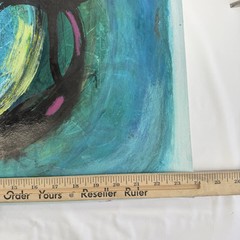Original Abstract Art on Paper Blue Bright Colorful Home Decor Acrylic 24×18