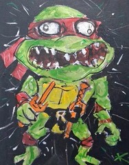 Original Raphael Teenage Mutant Ninja Turtles Painting Thayer Folk Art OOAK
