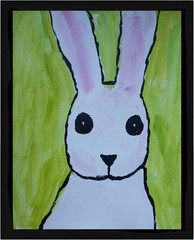 Impressionism/Abstract 11×14 Simple Bunny Boy Colorful Fun Hand Made Painting