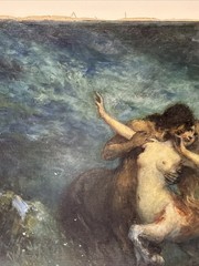 Antique Centaur Centaurs Painting Ferdinand Leeke Large Oil Night Portrait Icon