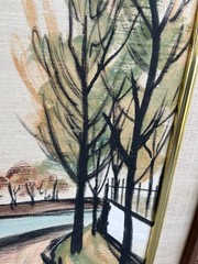 Mid Century Modern vintage Carlo of Hollywood Pair of Framed Paintings