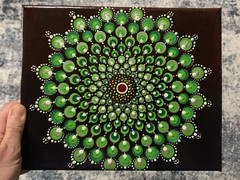 9.5” x 7.75” Dot Mandala Flower on Canvas Acrylic Painting – Original Art