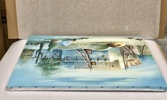 90’s 16×20 Signed Oil Painting ‚W. Zeller‘ Southwest/Adobe Houses Cactus Desert
