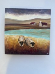 Scotland Painting sheep Original Art Scotland Landscape artwork Scottish Hills