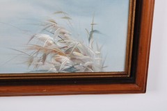 Vintage Winter Scene Snow And Birds Oil Painting On Canvas Signed Bruce