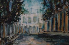 ORIGINAL FRAMED OIL VEDADO TREE LINED STREET OLD HAVANA CUBA ARTIST: HECTO VIDAL