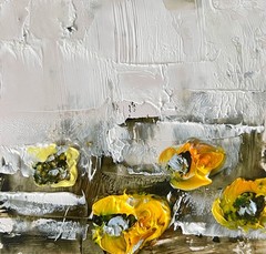 Tennessee Sunflower Farm Abstract Oil Painting Rustic Country Living Room Decor