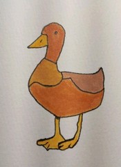 GAT Aceo ATC ORIGINAL Painting HAND PAINTED 3.5X2.5 Whimsical Animals Duck