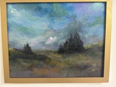 Original Hand Painted Moody Night Landscape Painting, Framed And Signed 12×15