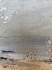 Oil Painting Snowy Shore P. Tovpev Unframed Original Home Decor Art nAAA3389
