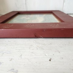 Vintage L. Breidinger COW & BARN PA Folk Art Original Watercolor Red Wood Frame