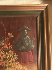 Vintage S Palter 1970 „Still Life With Flowers And Scene“ Oil Painting – Framed