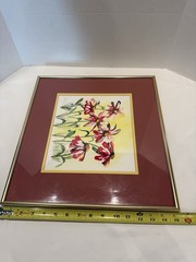 Watercolor Coneflower Painting Matted, Framed Pastel Floral Wall Art 15x16Signed