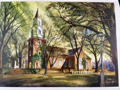 Old Bruton Parish, Williamsburg Virginia US Gypsum by Earl Gross A.W.S. 1959