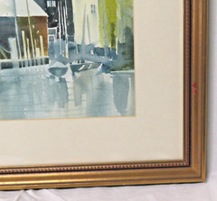 Framed & Matted Wager „Boat House“ MCM Watercolor Signed 20 1/4″ X 17 1 /4″