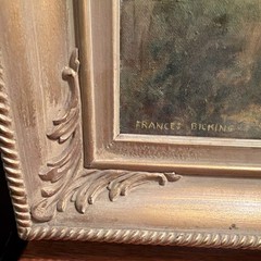 Frances Dickins Signed Framed Impressionist Canvas Landscape Village Church