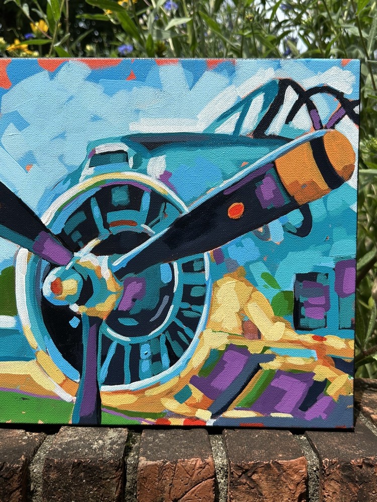 Airplane painting Acrylic On Canvas Original Painting colorful plane art