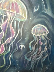 Electric Jellyfish Deep 14×14 Canvas Painting