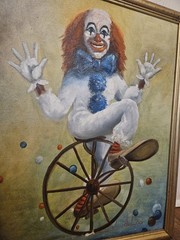 Vtg SIGNED By DeLoo ORIGINAL PAINTINGS Oil on Board – CLOWNS – 17.5″ x 21.5″