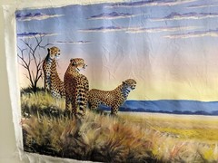 Oil Painting of Cheetahs on African Landscape 20×30 Vivid Colors Wild Animal