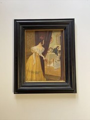 Antique Oil Painting Pretty Woman Female Model American ILLUSTRATION ART DECO