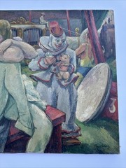 ANTIQUE PAINTING IMPRESSIONIST CIRCUS WOMEN ART DECO BUCHHOLZ LISTED LARGE OIL