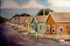 ORIGINAL Signed 17 X 22 Watercolor New 1940 Beach Cottage House Shanty Shack Art