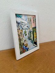 Old Street in Genoa Impasto Oil Painting On Canvas Board Italy Cityscape Artwork