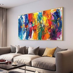 Modern Palette Knife Texture Colorful Abstract Wall Art Oversize Oil Painting#10