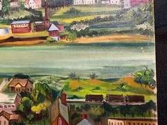 Old Vintage American Art Oil Painting West Elizabeth Pennsylvannia Landscape