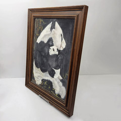 Vintage Panda and Cub Canvas Painting Original By Cutrona Artist Signed Framed