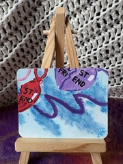 ACEO original acrylic portrait best friend necklace 4/4 by peachykeetchstudios