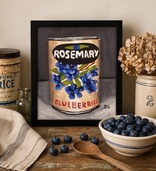 Blueberry Pantry Painting Vintage Kitchen Wall Art Framed 8×10