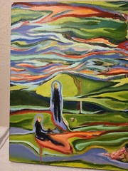 Mexican Abstract Art Work Original on Wood Signed by Rocha 2001 Size 15×17 inch