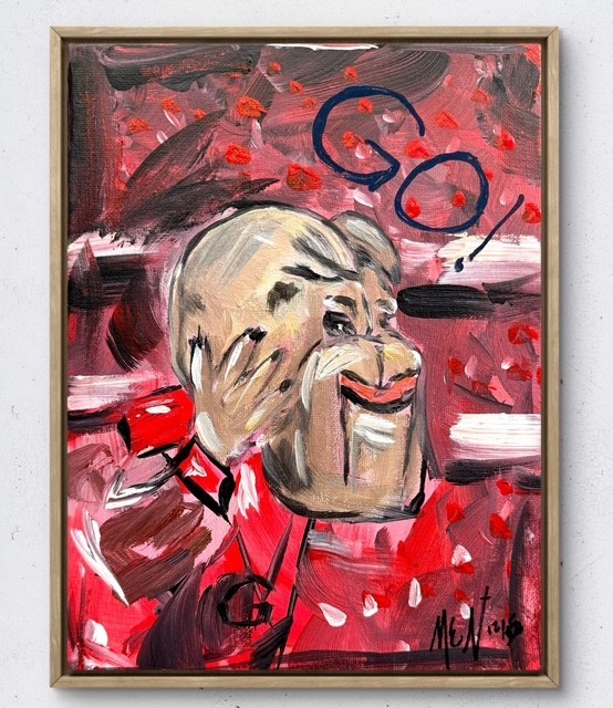 Maria Art FOOTBALL BULL DAWG MASCOTT 8×10 Canvas Original Abstract Pop Wall Deco