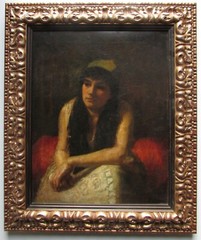 Orientalist portrait painting young woman style of Jean Joseph Benjamin Constant