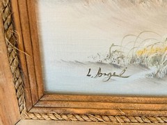 Vintage Original Oil Painting Seascape Framed Signed L. Angel 16” by 20” Coastal