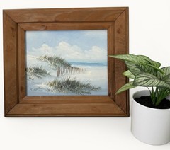 Original Coastal Oil Painting Beach Dunes Seascape Beach House Cottage Wall Art
