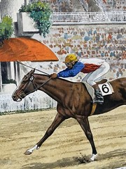 Rodolfo Ramos Original Horse Racing at Hipodromo Argentino de Palermo Watercolor